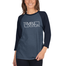 Load image into Gallery viewer, Temple Design 2 3/4 Sleeve Baseball T-Shirt
