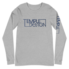 Load image into Gallery viewer, Temple Design Unisex Long Sleeve Tee with Blue Logo