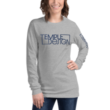 Load image into Gallery viewer, Temple Design Unisex Long Sleeve Tee with Blue Logo