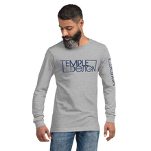 Load image into Gallery viewer, Temple Design Unisex Long Sleeve Tee with Blue Logo