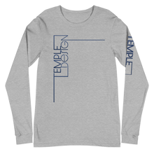 Load image into Gallery viewer, Temple Design Unisex Long Sleeve Tee with Blue Logo 2