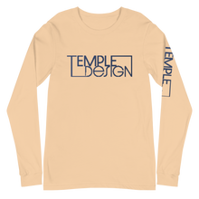 Load image into Gallery viewer, Temple Design Unisex Long Sleeve Tee with Blue Logo