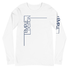 Load image into Gallery viewer, Temple Design Unisex Long Sleeve Tee with Blue Logo 2
